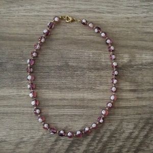 Purple flower marble necklace